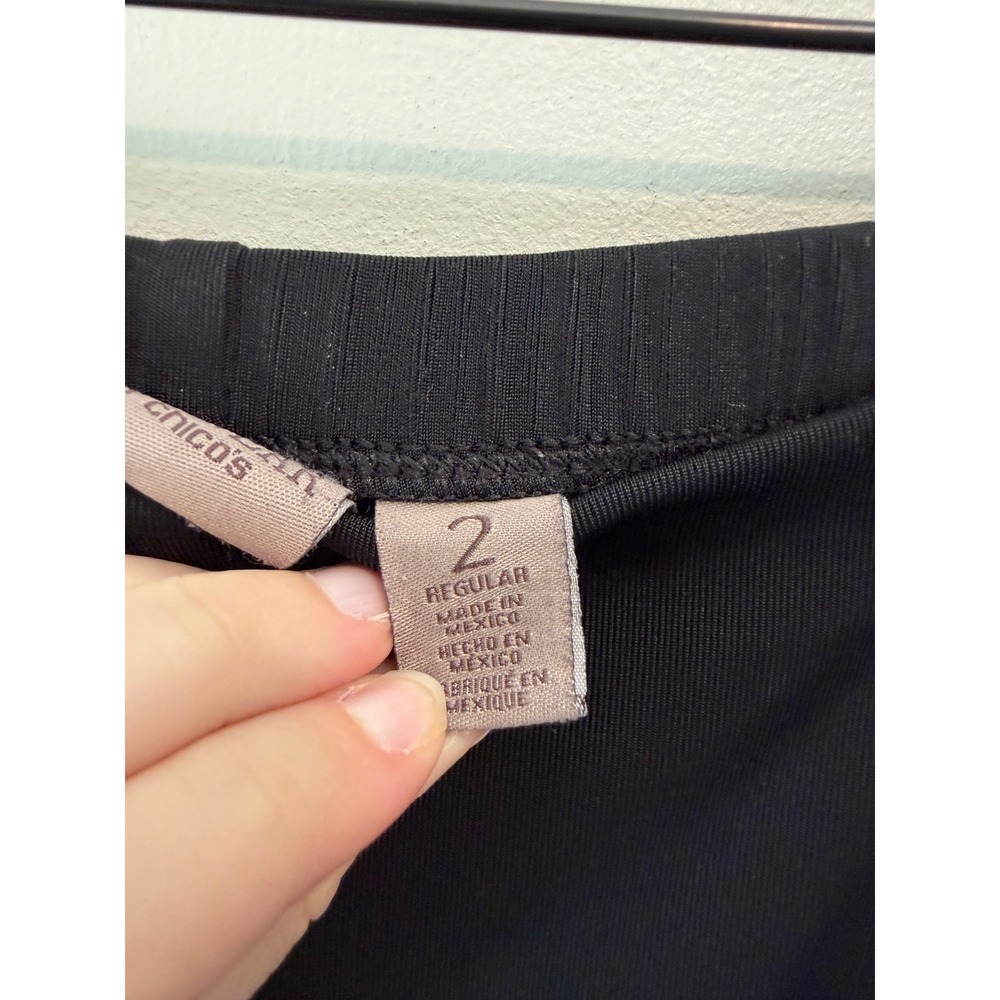 Chicos Easywear Black Pull On Straight Leg Pants Size 2 Regular High Rise 994 - Picture 3 of 8